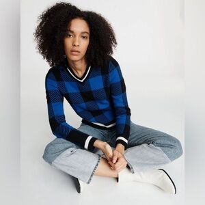 Rag & Bone Gabby V-Neck in Blue Check